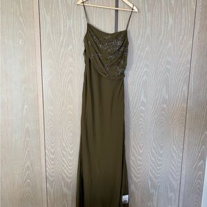 ASOS Olive Green Maxi Dress with Embellishments